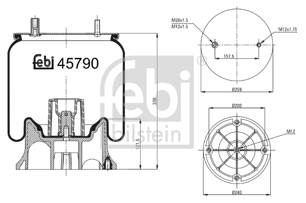 Coxim pneumático (suspensão de lâminas pneumática) do eixo Blacktech RML75268CP8 preço, a partir de 94,78 USD