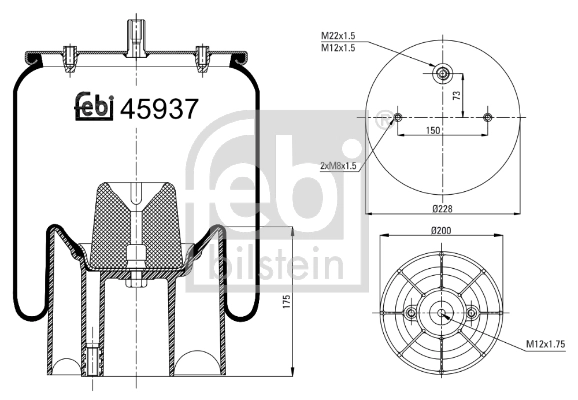 AU346318KP Auger Coxim pneumático (suspensão de lâminas pneumática) do eixo