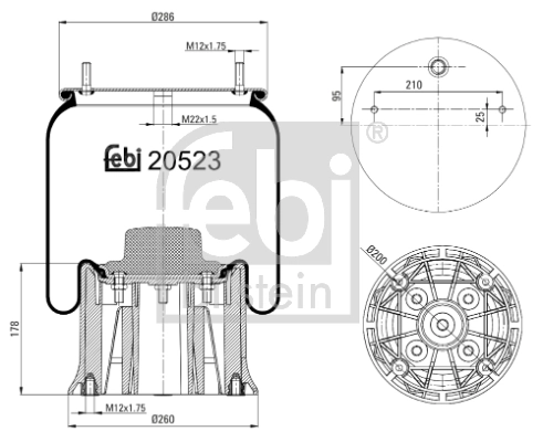 Coxim pneumático (suspensão de lâminas pneumática) do eixo traseiro 4023NP03 Continental/Siemens