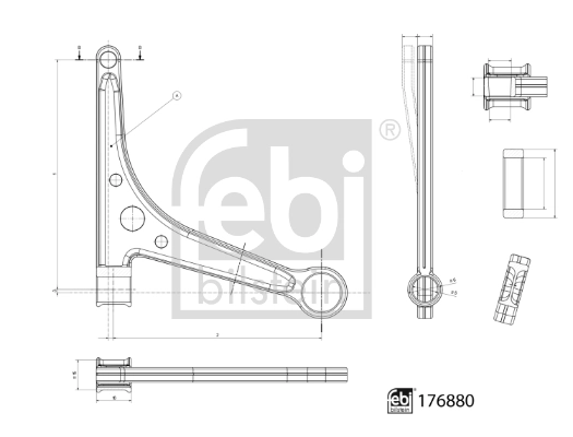 176880 Febi Braço oscilante inferior direito de suspensão dianteira