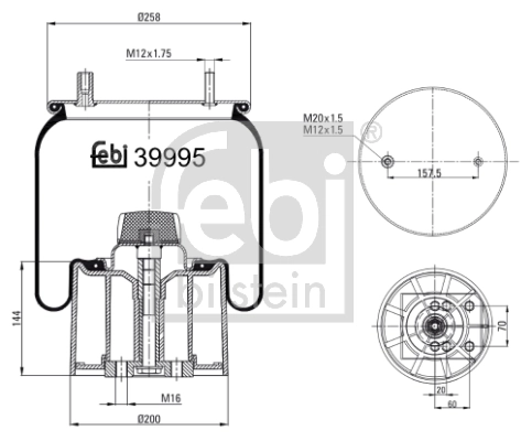 Coxim pneumático (suspensão de lâminas pneumática) do eixo Kraftiger KG49602NP preço, a partir de 102,66 USD