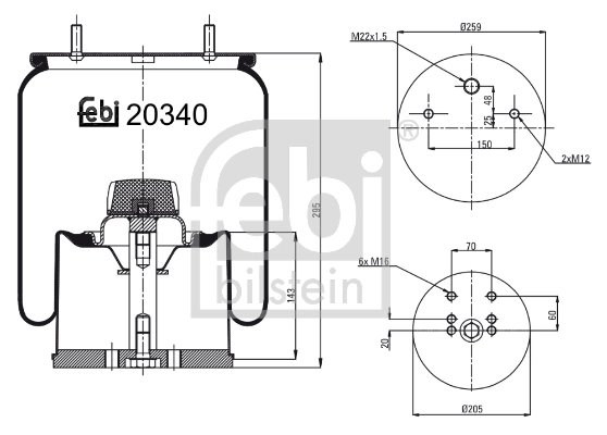 0542943210 BPW Coxim pneumático (suspensão de lâminas pneumática) do eixo