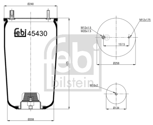 RML75071 Blacktech Coxim pneumático (suspensão de lâminas pneumática) do eixo