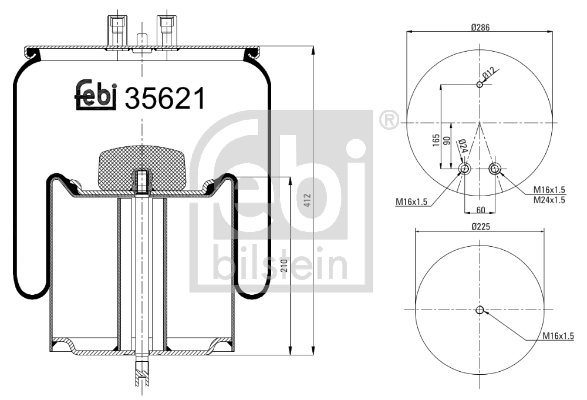 Coxim pneumático (suspensão de lâminas pneumática) do eixo traseiro Airtech 131202 preço, a partir de 114,71 USD