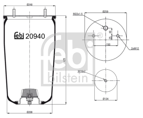 Coxim pneumático (suspensão de lâminas pneumática) do eixo BPW 0542943210 preço, a partir de 60,35 USD