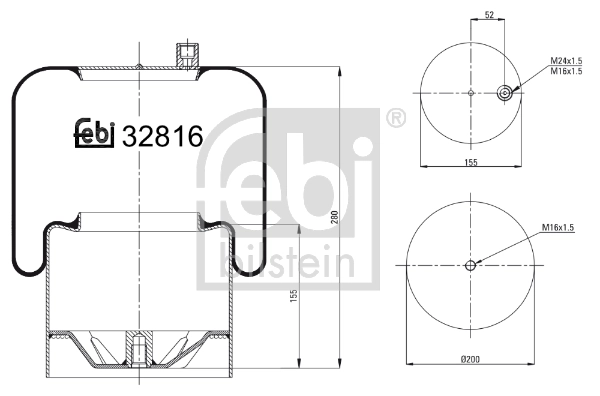 Coxim pneumático (suspensão de lâminas pneumática) do eixo 9423200121 Mercedes