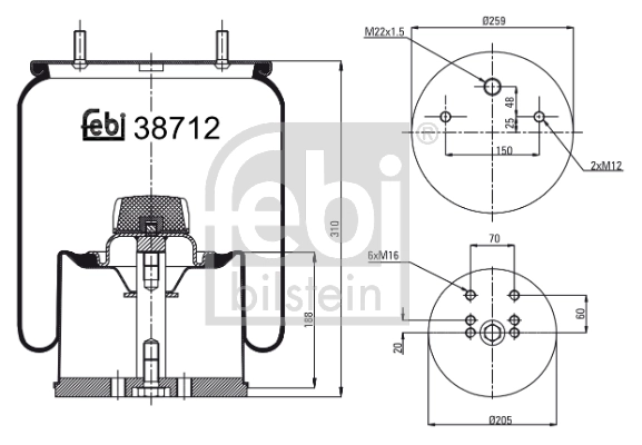 KG941NC Kraftiger Coxim pneumático (suspensão de lâminas pneumática) do eixo