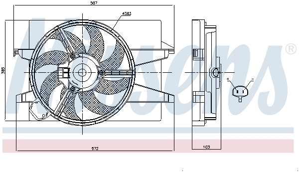 Difusor do radiador de esfriamento, montado com motor e roda de aletas 85030 Nissens