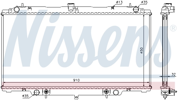 Radiador de esfriamento de motor Nissens 62953A