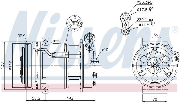 Compressor de aparelho de ar condicionado 89157 Nissens