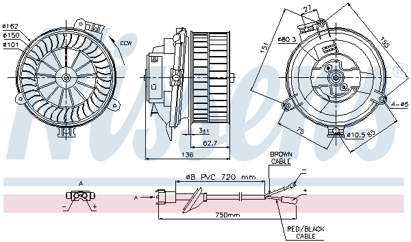 Motor de ventilador de forno (de aquecedor de salão) Nissens 87153