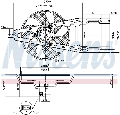 Ventilador elétrico de esfriamento montado (motor + roda de aletas) Nissens 85134