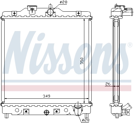 Radiador de esfriamento de motor 63310A Nissens