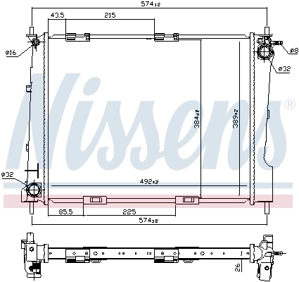 Radiador de esfriamento de motor Nissens 67284