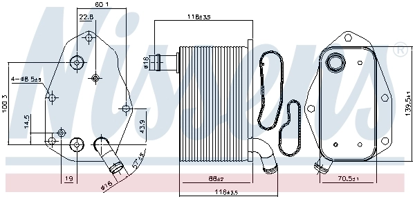 Radiador de óleo (frigorífico), debaixo de filtro LR032173 Land Rover