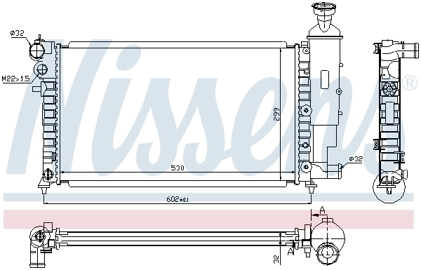 Radiador de esfriamento de motor Nissens 63521A