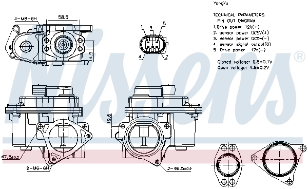 Válvula EGR de recirculação dos gases Nissens 98192