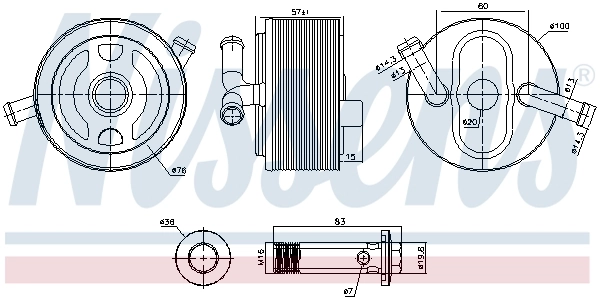 91243 Nissens Radiador de óleo (frigorífico), debaixo de filtro