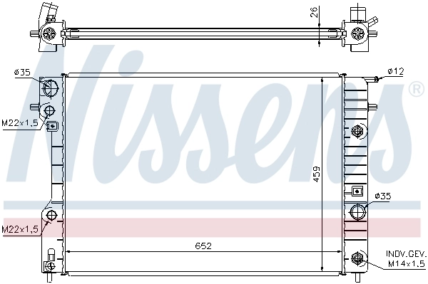Radiador de esfriamento de motor 63072A Nissens