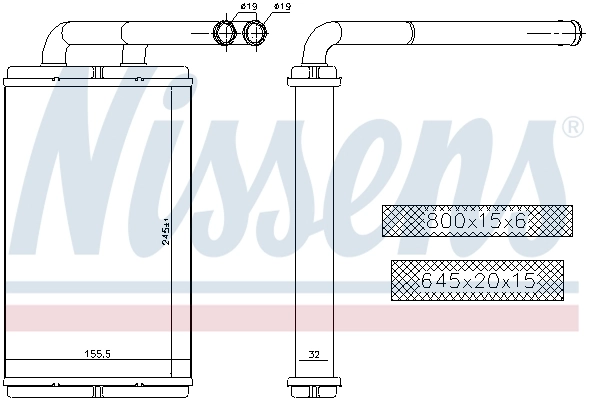 73676 Nissens Radiador de forno (de aquecedor)