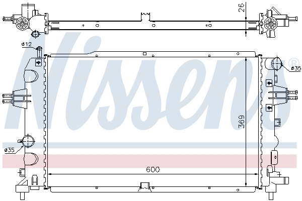 Radiador de esfriamento de motor 63111A Nissens