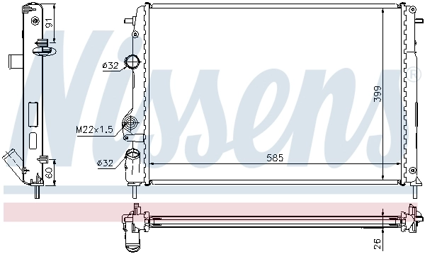 Radiador de esfriamento de motor 63896A Nissens