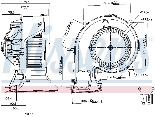 Motor de ventilador de forno (de aquecedor de salão) 87067 Nissens