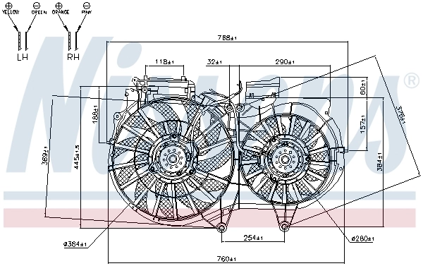 85246 Nissens Ventilador elétrico de esfriamento montado (motor + roda de aletas) esquerdo