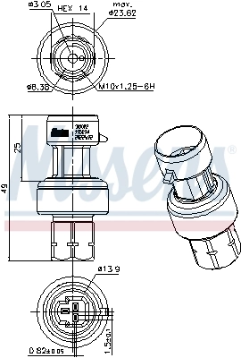 Sensor de pressão absoluta de aparelho de ar condicionado Nissens 301022