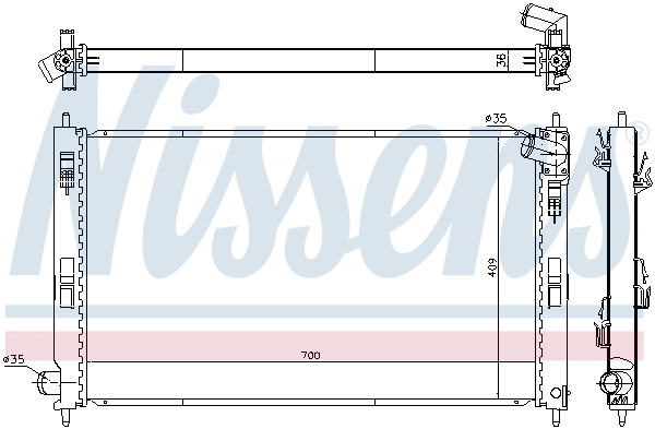 Radiador de esfriamento de motor 628969 Nissens