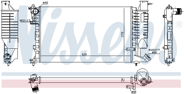 Radiador de esfriamento de motor Nissens 61252A