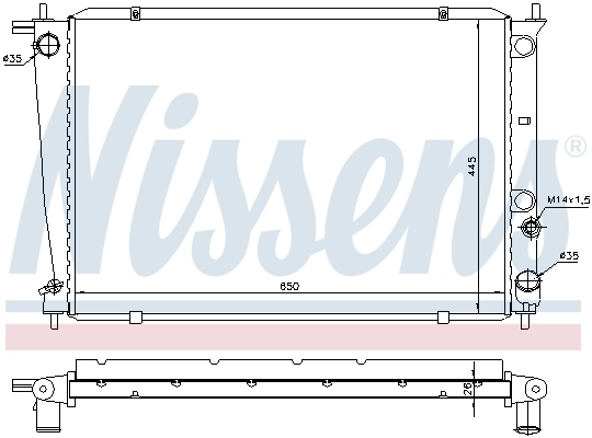 Radiador de esfriamento de motor Nissens 67039