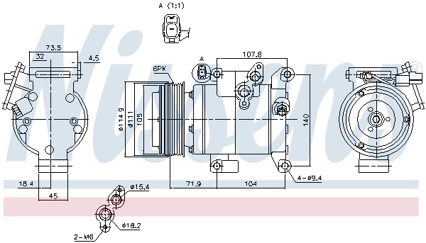 Compressor de aparelho de ar condicionado 890045 Nissens
