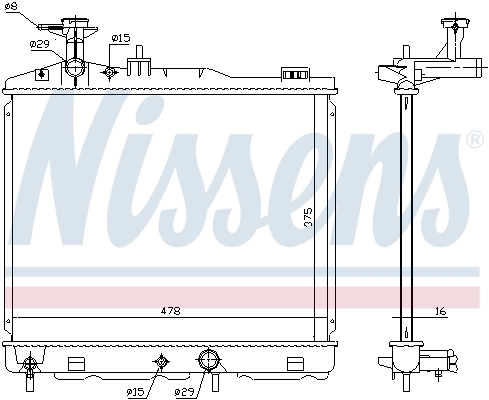 Radiador de esfriamento de motor 613MBA241 TYC