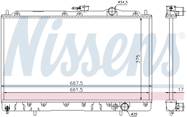 Radiador de esfriamento de motor 62830 Nissens