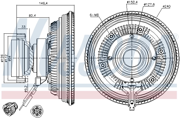 Acoplamento viscoso de ventilador de esfriamento Nissens 86150