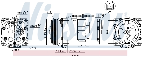 Compressor de aparelho de ar condicionado 89055 Nissens