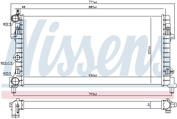 Radiador de esfriamento de motor 640012 Nissens