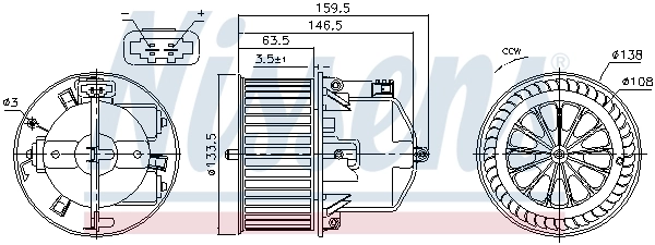 Motor de ventilador de forno (de aquecedor de salão) Nissens 87761