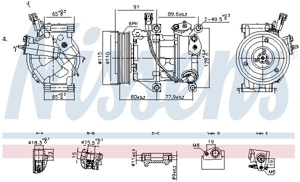 Compressor de aparelho de ar condicionado para Toyota Yaris P13