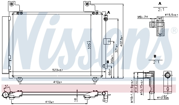 Radiador de aparelho de ar condicionado para Daihatsu Terios I J100, J102, J122
