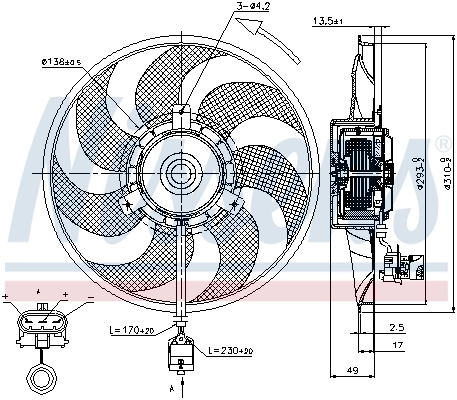 Difusor do radiador de esfriamento, montado com motor e roda de aletas 1341297 General Motors