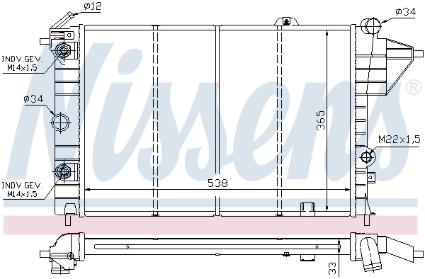 Radiador de esfriamento de motor 630551 Nissens