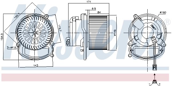 Motor de ventilador de forno (de aquecedor de salão) Nissens 87504
