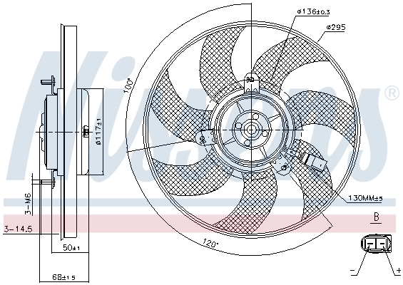 Ventilador elétrico de esfriamento montado (motor + roda de aletas) direito Nissens 85733