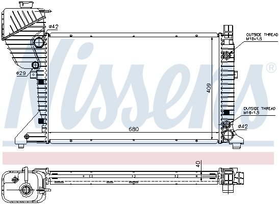 Radiador de esfriamento de motor Nissens 62597A