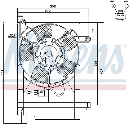 Difusor do radiador de aparelho de ar condicionado, montado com roda de aletas e o motor Nissens 85062