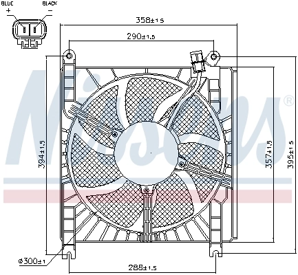 Difusor do radiador de aparelho de ar condicionado, montado com roda de aletas e o motor Nissens 85415