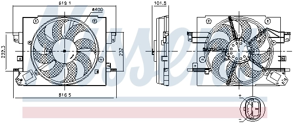 Ventilador elétrico de esfriamento montado (motor + roda de aletas) Nissens 850064
