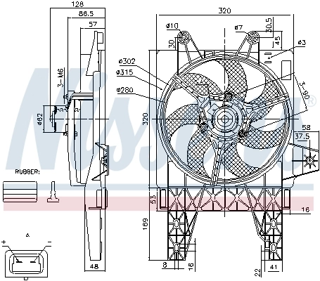 Difusor do radiador de esfriamento, montado com motor e roda de aletas Nissens 85140